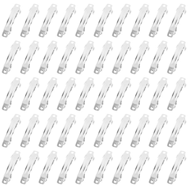Framendino, 50 Pack French Barrette Metal Rectangle Hair Clips Iron Alligator for DIY Clip Craft Bows Silver 40mm