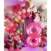 Kwuz 40 Inch Pink Number 8 Balloon with Mini Bow Balloon for Girls 8th Birthday Decorations, Pink Girl Princess Western Cowgirl Theme Birthday Party Balloons Decorations Supplies Favors