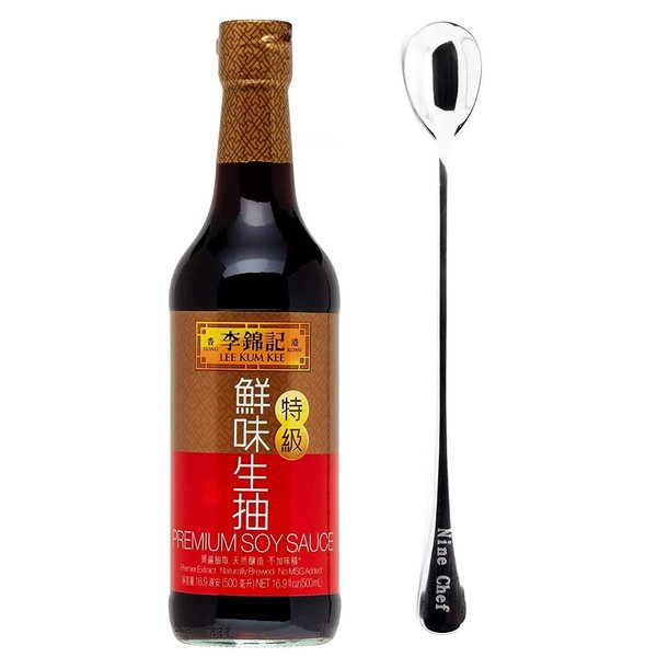 Lee Kum Kee Premium Soy Sauce, 16.9-Ounce + One NineChef Spoon (1 Bottle)