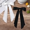 2PCS Silky Satin Hair Bows Hair Clip Black White Hair Ribbon Ponytail Holder Accessories Slides Metal Clips Hair Bow for Women Girls Toddlers Teens Kids