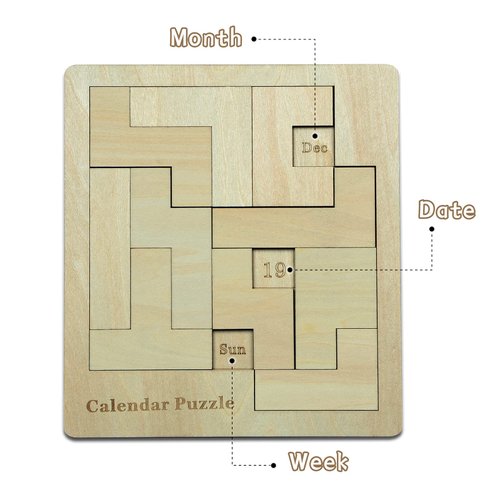 Calendar Puzzle - Daily Calendar Puzzle Wooden,365 Days Date Puzzle,Puzzle Advent Calendar（Size：9.8 x 7.8inch）