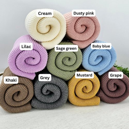 LovelyPOD Custom Knit Baby Blanket, Embroidered Name Nursery Blanket, Custom Name Baby Girl Blanket Shower Gift, Newborn, Cotton Knit Stroller Blanket, Personalized Baby Boy Knit Blanket Gifts