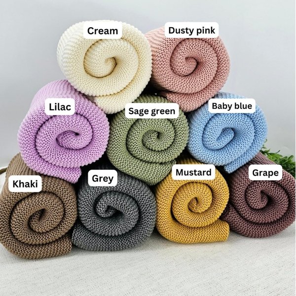 LovelyPOD Custom Knit Baby Blanket, Embroidered Name Nursery Blanket, Custom Name Baby Girl Blanket Shower Gift, Newborn, Cotton Knit Stroller Blanket, Personalized Baby Boy Knit Blanket Gifts