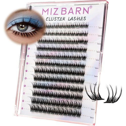 MIZ BARN Lash Clusters 144pcs Lash Extension D Curl Eyelash Clusters, 12-18mm individual Lashes F...