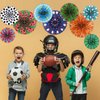 Outus Hanging Paper Fans Classroom Decorations Themed Ceiling Wall Garland for Birthday Wedding Baby Shower Classroom Bulletin Board Decor(9,Sports)