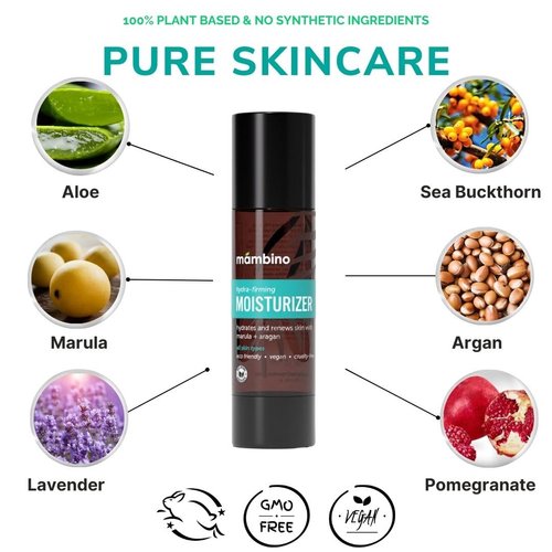 Mambino Organics Hydra-Firming Moisturizer – Vegan, Face Cream with Moroccan Aragan, Namibian Marula & Sri Lankan Coconut – Hydrating for Radiant Skin – Cruelty-Free Skin Care, 2-Pack 1.7 fl oz