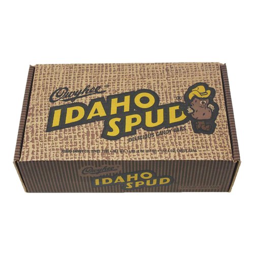 12 CT Mailer Box of Famous Idaho Spud Chocolate Candy Bars. Full Size Bars in a Specialty Candy Box.