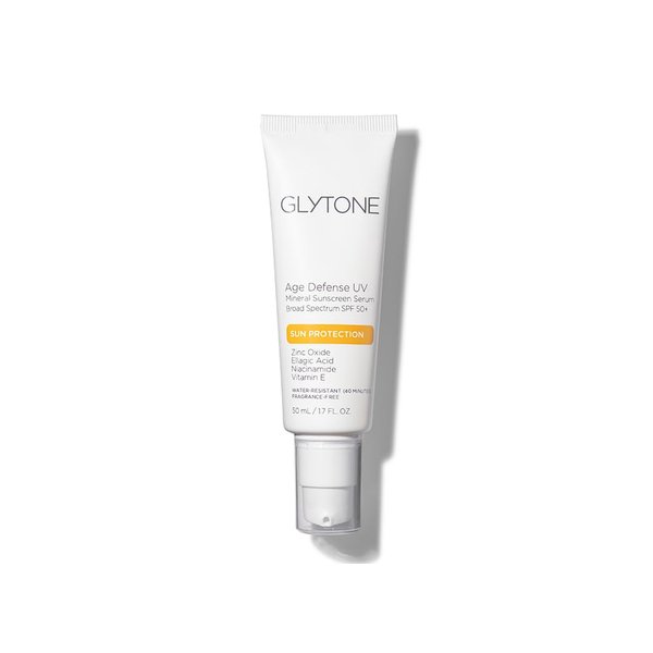 Glytone Age Defense UV Mineral Sunscreen Serum - Broad Spectrum SPF 50+ - Face Sun Care - Zinc Oxide & Niacinamide - Fragrance-Free - 1.7 fl. oz.