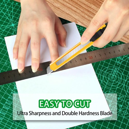 TIFICAL Box Cutter Retractable - 4 Pack - Premium Utility Knife - 9mm Wide Snap-Off Blades Razor Knife - Box Opener for Cutting Carboard, Boxes - Exacto Knife Box Knife for Home, Office, Craft Use