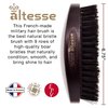 Altesse 1319P Military Brush Boar Bristle Hair Brush for Men Beard and Mustache Beard Dark Beechwood Hard Military Brush for Men with 9 Rows of 100% Firm Natural Bristle Hair Brush Handmade In France