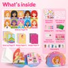 Mocoosy 5-in-1 Princess Dress Up & Makeup Game Set, Paper Doll Art Craft Activity Kits for Girls, Fashion Design Sticker Book for Diamond Painting & Foil Fun Travel Toy Fantasy Gift Kids Ages 4 6 7 8