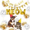 Esweny Cat Birthday Party Supplies Decorations Meow Letter Balloons Cat Paw Print Balloons Happy Birthday Banner for Pet Birthday Party Supplies