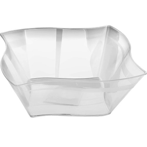 Blue Sky Clear Wave Square Plastic Serving Bowl - 90 oz. (1 Count) - Premium & Durable Perfect for Displaying Delicious Salads and Appetizers