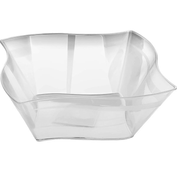 Blue Sky Clear Wave Square Plastic Serving Bowl - 90 oz. (1 Count) - Premium & Durable Perfect for Displaying Delicious Salads and Appetizers