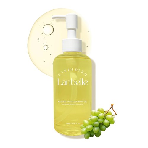 Lanbelle Deep Cleansing Oil Korean Oil Cleanser 6.76 Oz Face Wash All Naturally-Derived GrapeSeed Oil Lemon Vegan Dry Sensitive Acne-Prone Skin Age Defying Makeup Remover Melting Blackhead Sebum Care