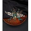 Denifery Emerald Hair Comb Emerald Headpiece Gold Emerald Hair Piece Green Hair Comb Emerald Hair Accessories for Women and Girls (Style 4)
