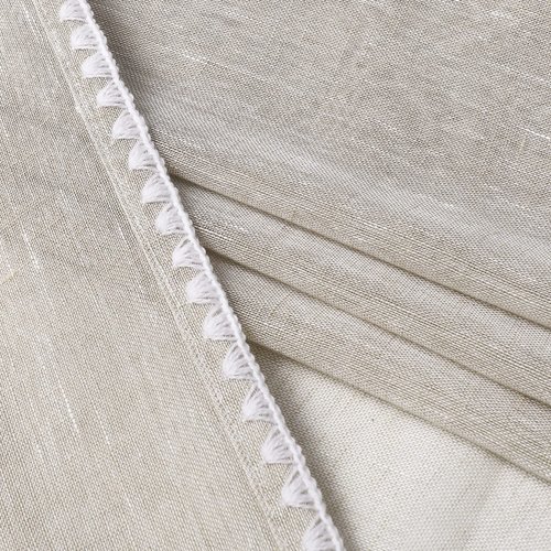 MISS SELECTEX Sheer Linen Curtains with Bordered - Natural Textured Semi-Sheer Drapes Grommet Top Voile Window Curtains for Living Room and Farmhouse, Linen, 52x95 Inches Long, Set of 2 Panels