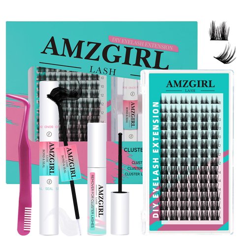Lash Extension Kit Eyelash Clusters Individual Lashes Extensions Kits With Cluster Lashes Wispy,Lash Bond & Seal,Eyelashes Remover And Applicator at Home Lash Extensions Kit(Blushing01,D-Mix8-16 kit)