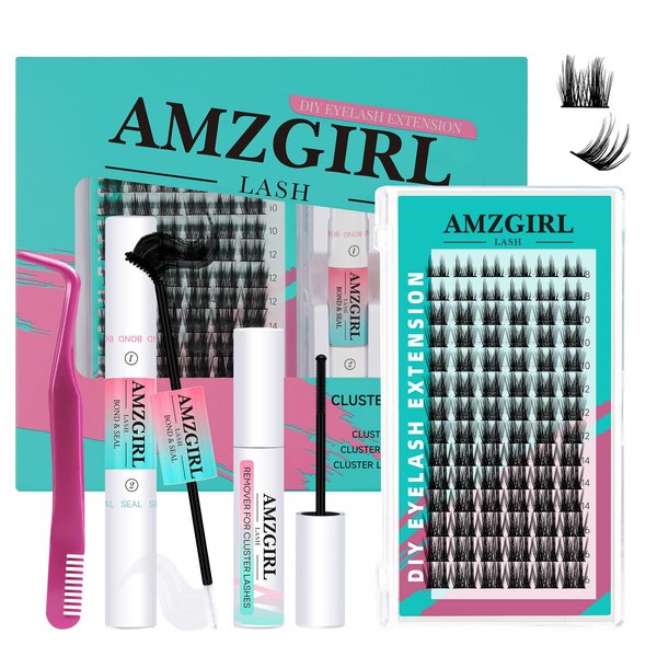 Lash Extension Kit Eyelash Clusters Individual Lashes Extensions Kits With Cluster Lashes Wispy,Lash Bond & Seal,Eyelashes Remover And Applicator at Home Lash Extensions Kit(Blushing01,D-Mix8-16 kit)