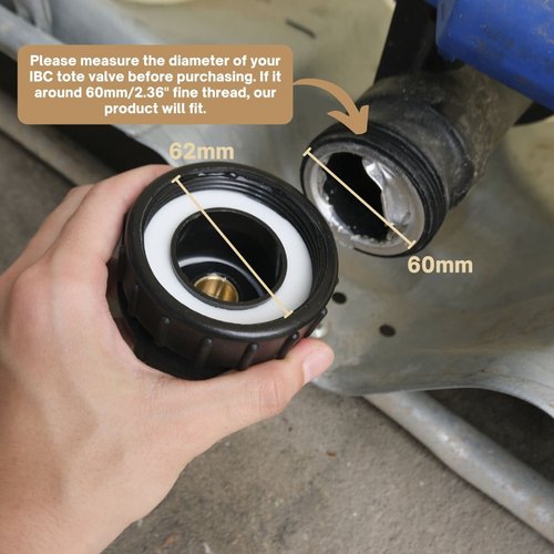 IBC Tote Fitting,275-300 Gallon IBC Tote Adapter, Brass Hose Faucet Valve Tool, 2.44" Fine Thread + Lead-Free Brass Hose Faucet Valve with Ball Valve for Garden Hose Connector