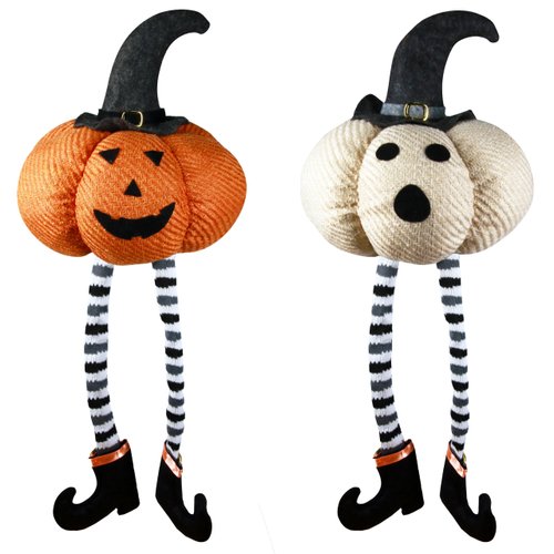 Ogrmar 2 Pcs Halloween Decorations Pumpkin Doll, 23" Stuffed Plushie Pumpkin Doll with Witche Hat and Black Boots, Washable Pumpkin Doll Ornaments for Halloween Thanksgiving Home Party Table Decor.