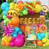 Fiesta Balloon Arch Kit, 100pcs Mexican Fiesta Party Decorations with Llama Sombrero Foil Balloons, Rainbow Balloon Garland for Cinco De Mayo Taco Twosday Birthday Carnival Party Decor Supplies