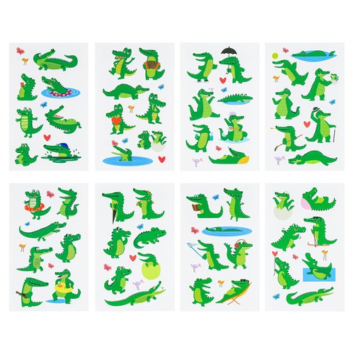 24 Sheets Crocodile Alligator Temporary Tattoos, Birthday Decorations Crocodile Alligator Party Favors