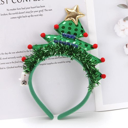Ankelesz Christmas Headbands Xmas Tree Headband Christmas Xmas Head Topper for Women Gifts Christmas Party Favors