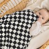 BEILIMU Baby Blanket for Boys Comfy Durable Corduroy Toddler Blanket with Double Layer Dotted Backing Checkerboard Grid Chessboard Gingham Warmer Bed Blankets for Newborn Infants Black, 30x40 Inches