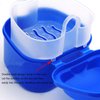KISEER Denture Bath Case Cup Box Holder Storage Soak Container with Strainer Basket for Travel Cleaning (Blue)