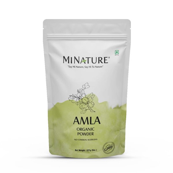USDA Organic Amla Powder (Amla Fruit Powder) by mi nature| Amalaki | 227g (8 oz) | High in Vitamin C, antioxidants | Hair Growth | Raw,Vegan,Gluten free