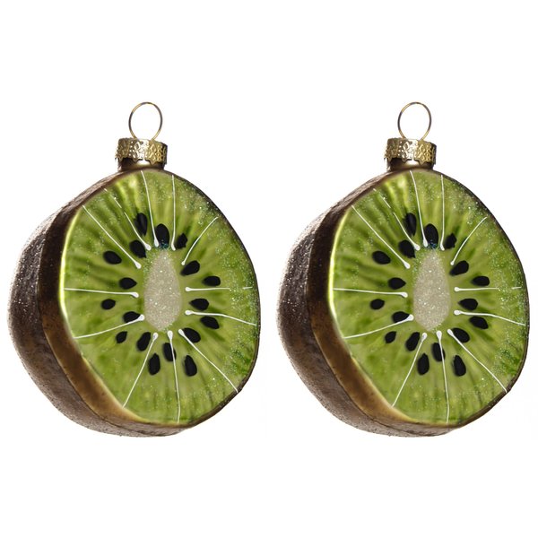 2pcs Glass Kiwi Fruit Ornaments for Christmas Tree