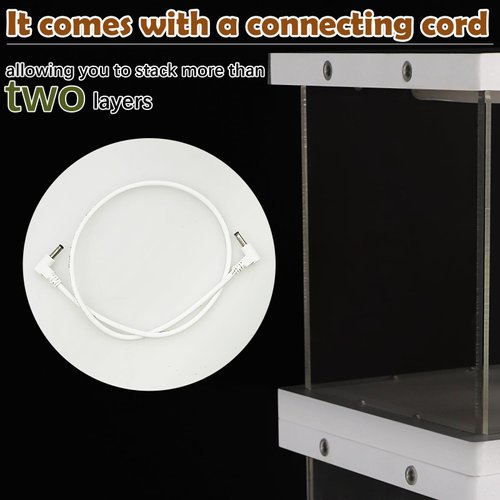 Glow in The Dark Figure Display Case- 2PCS Mini Figures Acrylic Display Cases 4.7x4.7x4.7 Inch with Led Light, Open Design Clear Showcase Stackable Collectibles Display Box for Glowing Figures