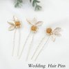 Unicra Wedding Hair Pins Flower Hairpins Hair Set Leaf Jewelry Decorative Bridal Hair Accessories for Women and Girls Pack of 3 (Gold)