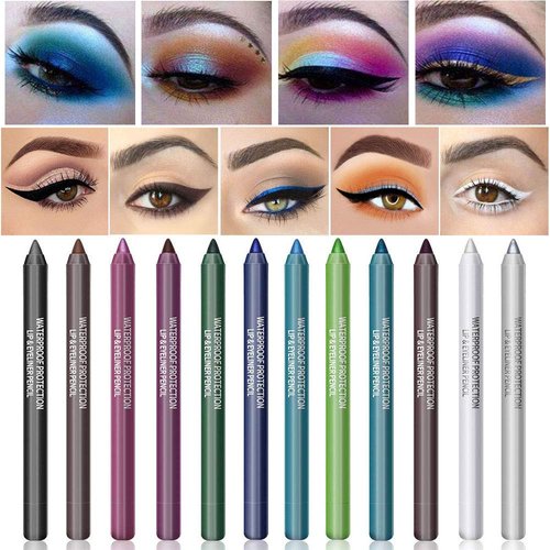 Colourful Long-lasting Eyeliner Pencil Pearl The Shadows Pen Waterproof Not Blooming Make Up Comestics Long-lasting Eye Pencil comes with a free pencil sharpener（20 Silver Gray）