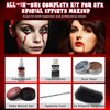 Sfx Makeup Kit Professional, Realistic Special Effects Makeup Kit with 1 Pc Fake Blood, Liquid Latex, Scar Wax, Fake Blood Gel, Spatula Tool and 2 Pcs Stipple Sponges, Washable Halloween Scar Makeup