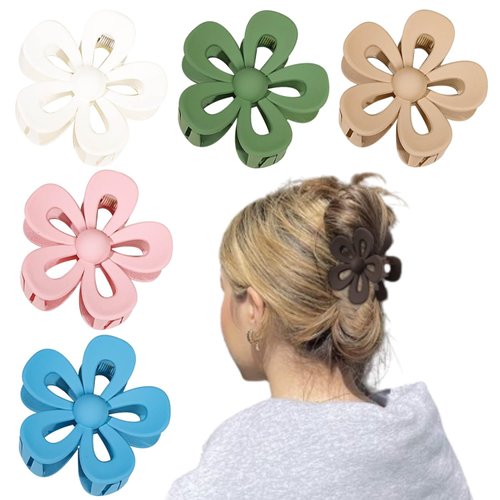 WUBAYI 6Pcs Frosted Flower Claw Clips, Non-Slip Strong Claw Clips for Thick Thin Hair, Women Girls Hair Styling Accessories Holiday Gifts