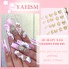 YAEISM 30PCS Gold Nail Charms 3D Crown Nail Charms Crystal Money Sign Nail Charms 5 Styles Heart Nail Charms Shiny Butterfly Charms Nail Rhinestones for Nail Art and DIY Crafts Decoration