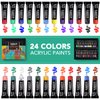 ESRICH 40PCS Acrylic Paint Set,Professional Painting Supplies with Acrylic Paint,Canvas Panels,Paint Brushes,Paint Knife,Sponge,Plastic Palette and Metal Easel for Adults,Kids and Artists
