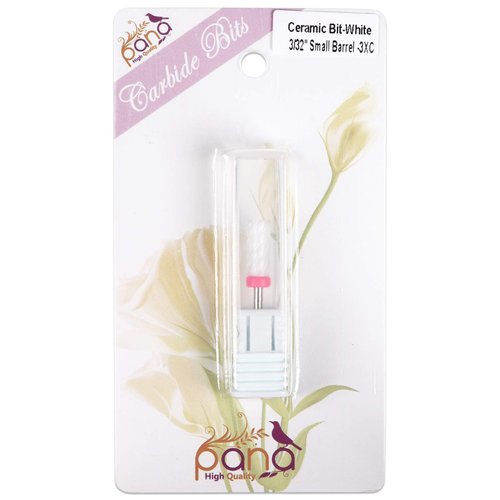 Pana Professional USA Ceramic White Small Barrel Bit Nail Drill (Grit: TRIPLE 3X COARSE) 3/32" Shank Size