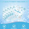 Snowflake Birthday Party Decorations Christmas Snowflake Party Plates Napkins Tablecloth Set Blue and White Snowflake Winter Birthday Party Supplies Decorations Snowflake Baby Girls Birthday Tableware