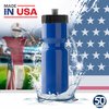 50 Strong Sports Squeeze Water Bottle 6 Pack – 22 oz. BPA Free Easy Open Push/Pull Cap – USA Made (Blue)