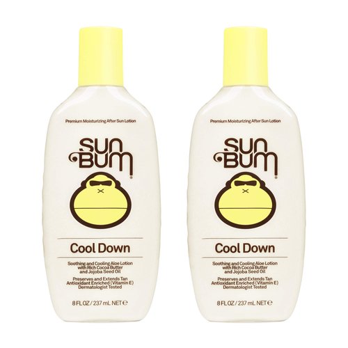Sun Bum Cool Down Aloe Vera Lotion Vegan and Hypoallergenic After Sun Gel With Cocoa Butter To Soothe and Hydrate Sunburned Skin, 8 oz (Pack of 2)