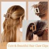 Cobinaan Medium Matte Rectangle Claw Hair Clips for Women Girls, 2 x 1 x 1.8 inch, 8pcs Warm Color, Nonslip Hair Jaw Clips for Thin/Medium Thick Hair