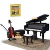 iLAND Piano Music Box & Miniature Violin w/Giftbox, 1/12 Scale Accessories of Dollhouse Piano Room with Timeless Melody The Castle in The Sky, Romantic Gift