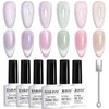 RARJSM Aurora Cat Eye Gel Nail Polish Set 6 Colors Velvet Silver Glitter Purple Pink Green Champagne Galaxy Star Cloud Ice Gel Polish with Magnet Stick UV LED Curing Requires Soak Off Home Salon