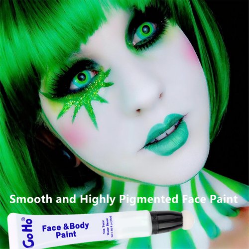 Go Ho Clown White Face Paint Washable,Water Based Cream White Body Paint,White Face Painting Highly Pigmented,Smooth,Halloween Cosplay SFX Mime Vampire Skeleton Zombie Makeup