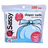 Sassy Disposable Scented Diaper Sacks - 100 Count - 25 Sacks per Roll, Blue (40012)