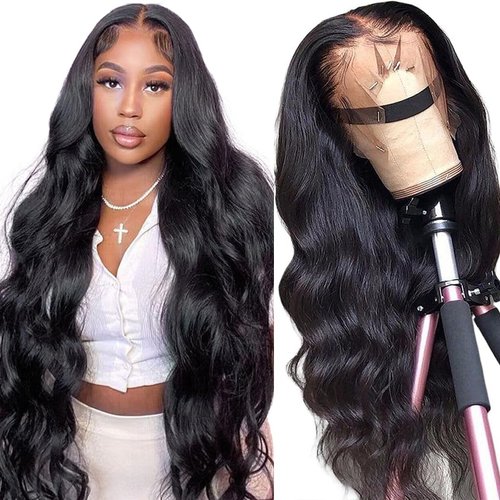 Rylice Body Wave Lace Front Wigs Human Hair 180% Density Glueless Brazilian Virgin Human Hair Wigs for Women With Natural Black Lace Front Wigs Human Hair Pre Plucked With Baby Hair 26Inch
