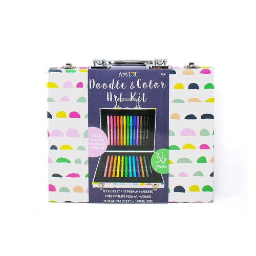 Art 101 Doodle and Color Art Set with 36 Pieces in a Colorful Carrying Case, Multi
